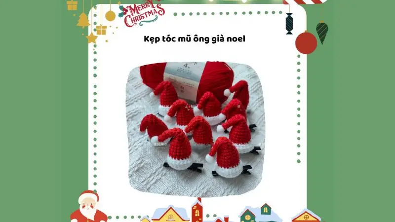 Chart Móc Kẹp Tóc Noel: Mũ Ông Già Noel